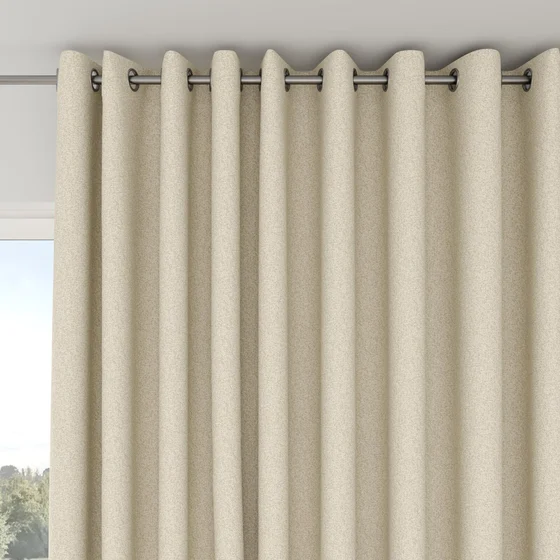 Photo of the fabric Bora Bora Oyster swatch by Mokum FibreGuard. Use for Curtains, Upholstery, Accessory. Style of Plain, Texture