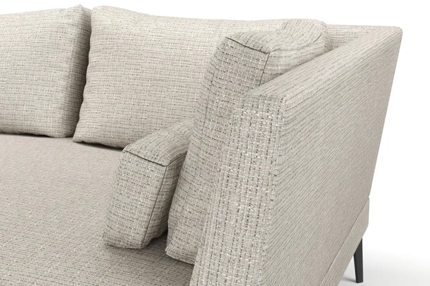 Photo of the fabric Gabrielle Dove Grey swatch by Mokum FibreGuard. Use for Upholstery, Accessory, Top of Bed. Style of Plain, Texture
