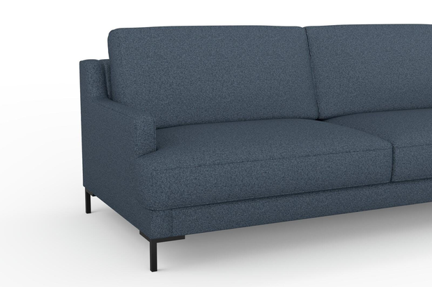 Photo of the fabric Grain Navy swatch by Mokum. Use for Upholstery, Accessory, Top of Bed. Style of Plain, Texture