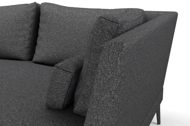 Photo of the fabric Bora Bora Charcoal swatch by Mokum FibreGuard. Use for Curtains, Upholstery, Accessory. Style of Plain, Texture