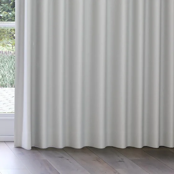 Photo of the fabric Oakley FR Dove Grey swatch by James Dunlop. Use for Curtains. Style of Plain, Texture