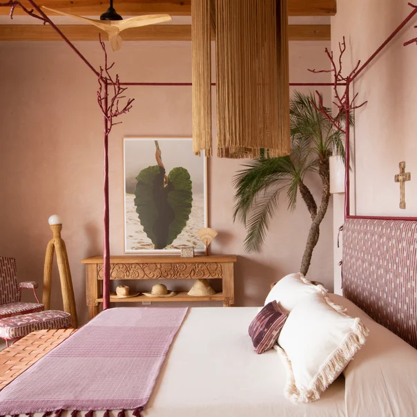 Casa Rosada, designed by Summer Thornton | Curtains in Obi Stonewash colour Peach by Mokum | Photograph by Christie Graham