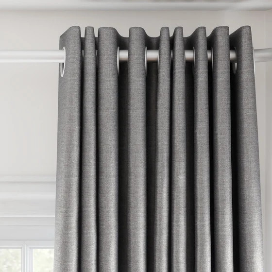 Photo of the fabric Stallion 2 Blackout Ash swatch by James Dunlop Essentials. Use for Curtains. Style of Plain, Texture