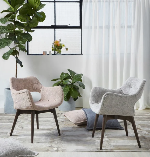 Photo of the fabric Chrysos Denim in situ by Zepel. Use for Upholstery, Accessory. Style of Floral And Botannical, Texture