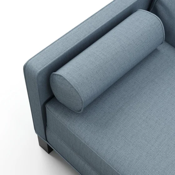 Photo of the fabric Frisco Denim swatch by James Dunlop Essentials. Use for Curtains, Upholstery, Accessory, Top of Bed. Style of Plain, Texture
