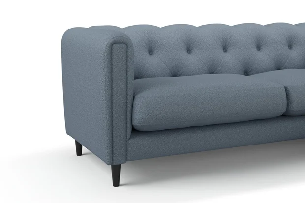 Photo of the fabric Airlie Sky Blue swatch by James Dunlop. Use for Upholstery, Accessory. Style of Plain, Texture