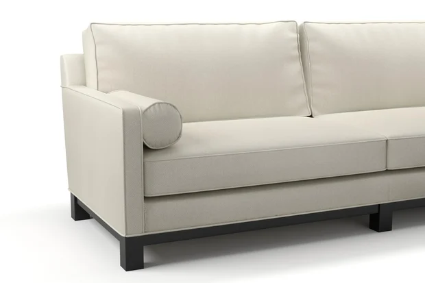 Photo of the fabric Aviator Almond swatch by James Dunlop FibreGuard. Use for Upholstery, Accessory, Top of Bed. Style of Chenille, Plain
