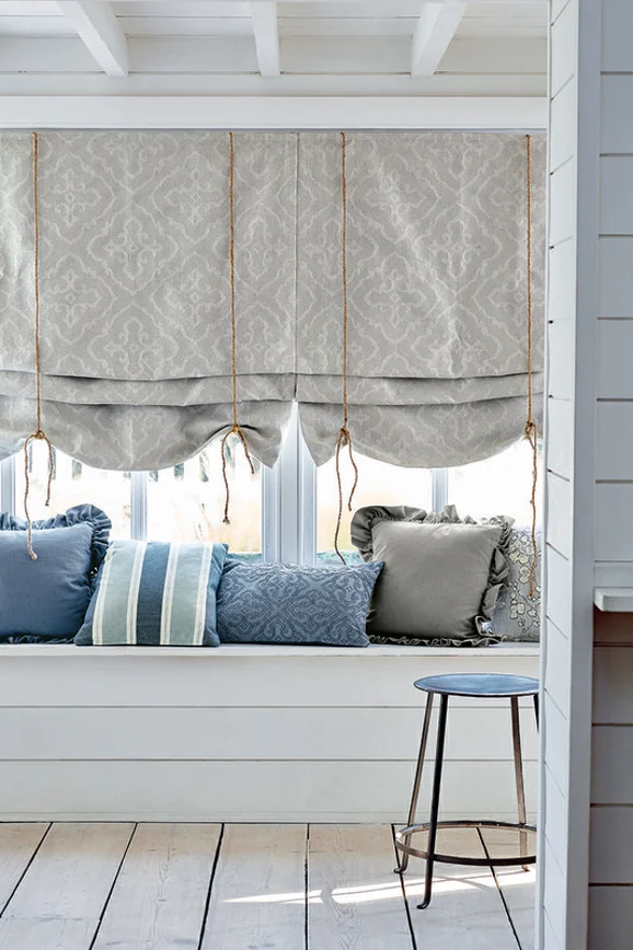 Photo of the fabric Liora V3264 06 in situ by Villa Nova. Use for Curtains, Upholstery, Accessory, Top of Bed. Style of Traditional
