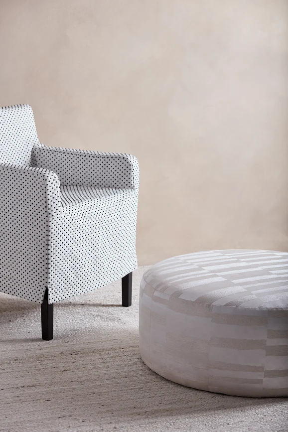 Photo of the fabric Ellsworth Z676 01 in situ by Zinc. Use for Upholstery, Accessory. Style of Abstract
