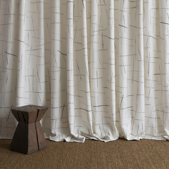 Hand block printed drapery textile
