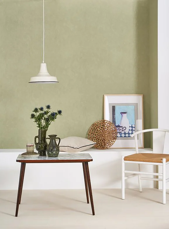 Photo of the fabric Kiosque Wallpaper 8238 8238 63 36 in situ by Casadeco. Use for Wall Covering. Style of Plain