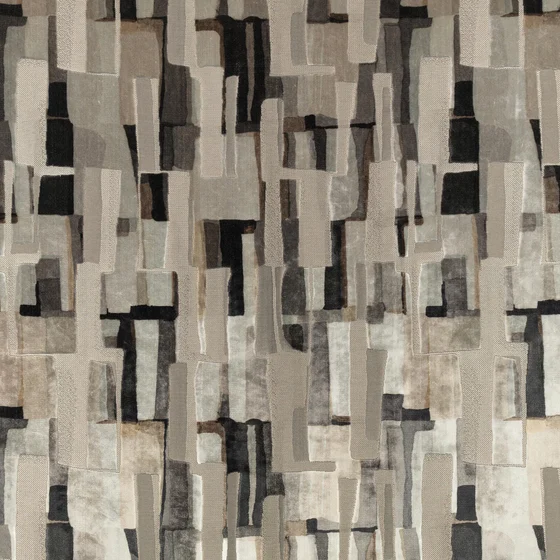 Photo of the fabric Quadrata 9136 01 swatch by Black Edition. . Style of Abstract, Velvet