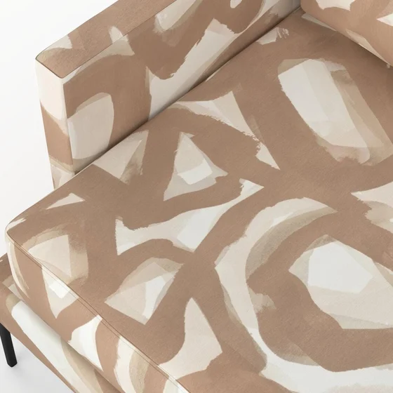 Photo of the fabric Abstraction Outdoor Brick swatch by Mokum. Use for Upholstery, Accessory. Style of Abstract, Print