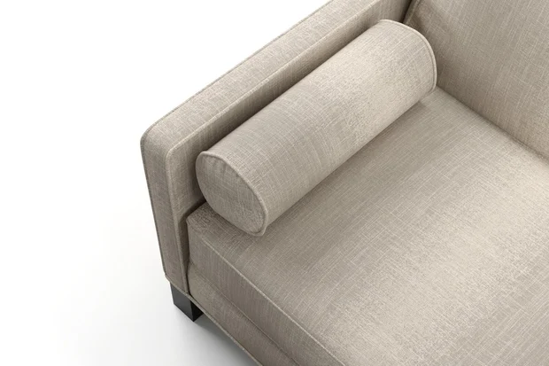 Photo of the fabric Maxime Truffle swatch by James Dunlop. Use for Upholstery, Accessory. Style of Stripe, Texture