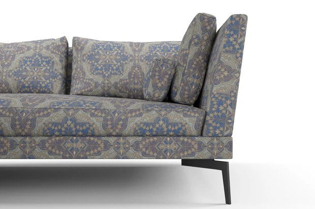 Photo of the fabric Majorelle Sapphire swatch by Catherine Martin by Mokum. Use for Upholstery, Accessory. Style of Geometric