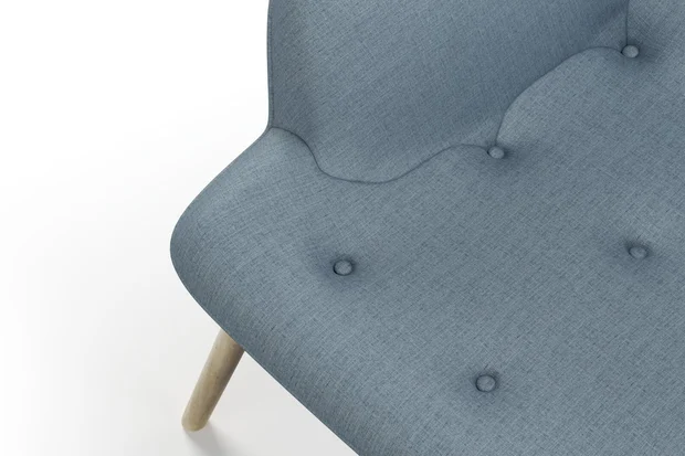 Photo of the fabric Frisco Denim swatch by James Dunlop Essentials. Use for Curtains, Upholstery, Accessory, Top of Bed. Style of Plain, Texture