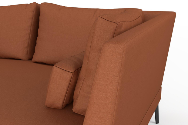 Photo of the fabric Eternal Burnt Orange swatch by Mokum. Use for Curtains, Upholstery, Accessory. Style of Plain, Texture