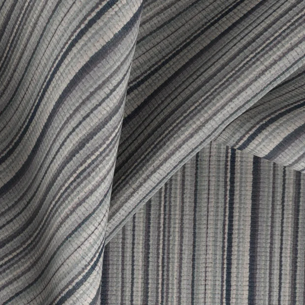 Photo of the fabric Bingo Pavement swatch by Zepel FibreGuard Pro. Use for Upholstery, Accessory. Style of Chenille, Stripe