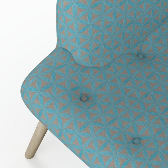 Photo of the fabric Tapa Aqua swatch by James Dunlop. Use for Upholstery, Accessory. Style of Geometric