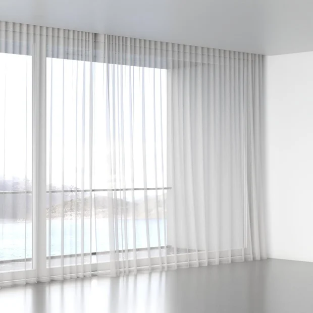 Photo of the fabric Tempest Oyster swatch by Mokum. Use for Sheer Curtains. Style of Plain, Sheer