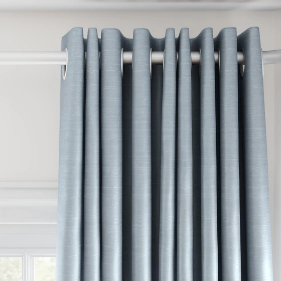Photo of the fabric Luxe Sky swatch by James Dunlop Essentials. Use for Curtains, Accessory, Top of Bed. Style of Plain, Texture
