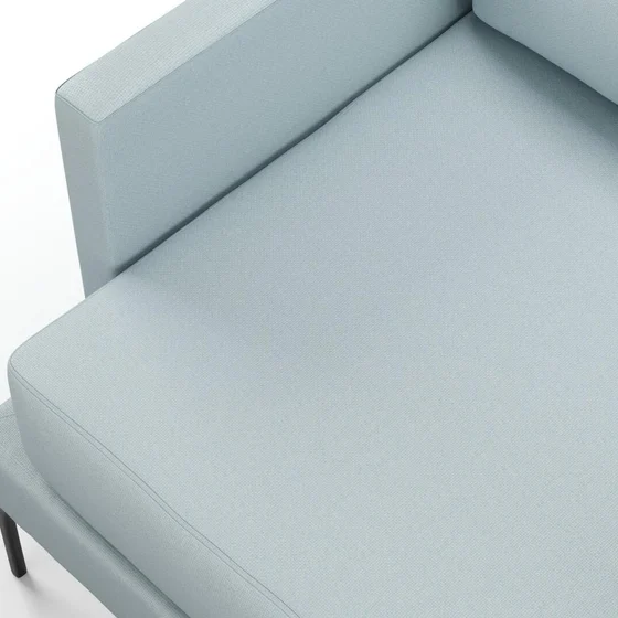 Photo of the fabric Como Powder Blue swatch by Mokum. Use for Upholstery, Accessory. Style of Plain, Texture