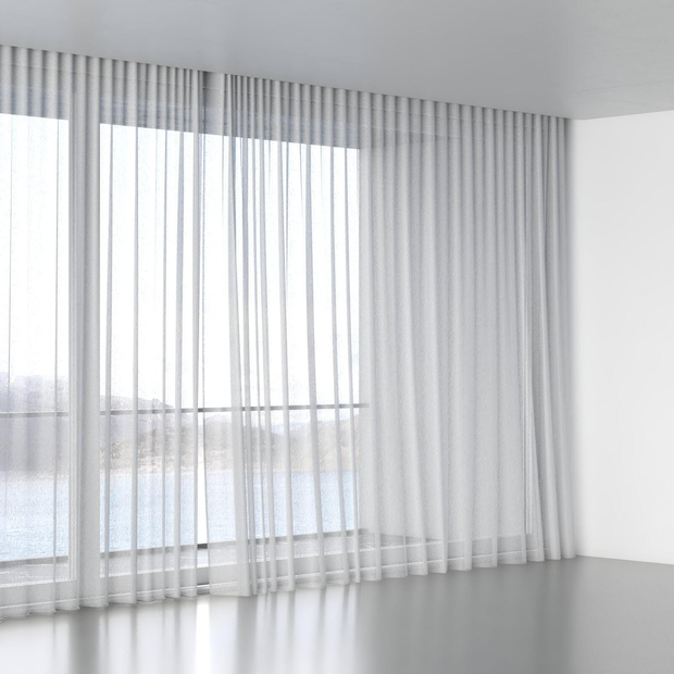 Photo of the fabric Lumiere Duckegg swatch by James Dunlop. Use for Sheer Curtains. Style of Plain, Sheer