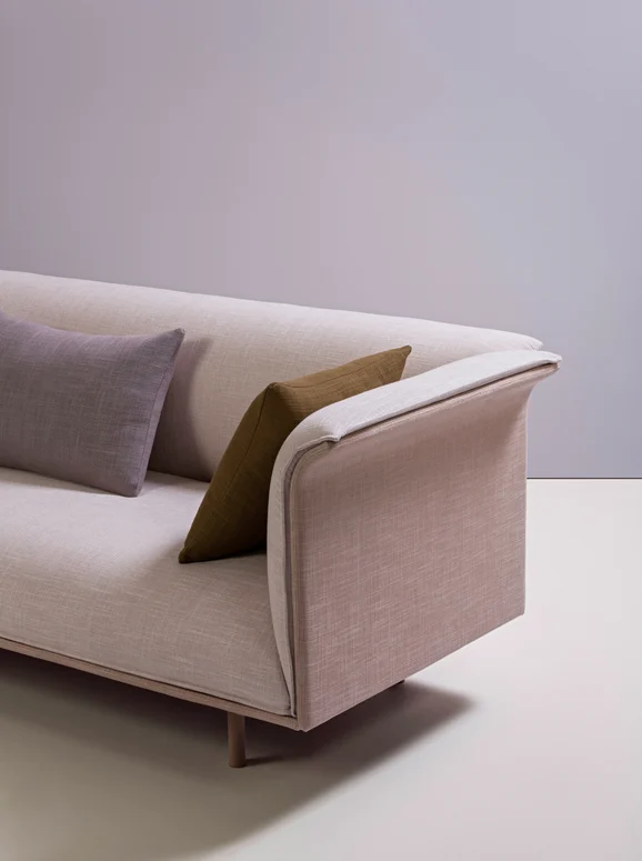 Photo of the fabric Allium Deep Teal in situ by Mokum. Use for Upholstery, Accessory. Style of Plain, Texture