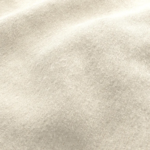 Photo of the fabric Snugly Ivory swatch by James Dunlop FibreGuard. Use for Upholstery, Accessory, Top of Bed. Style of Chenille, Plain