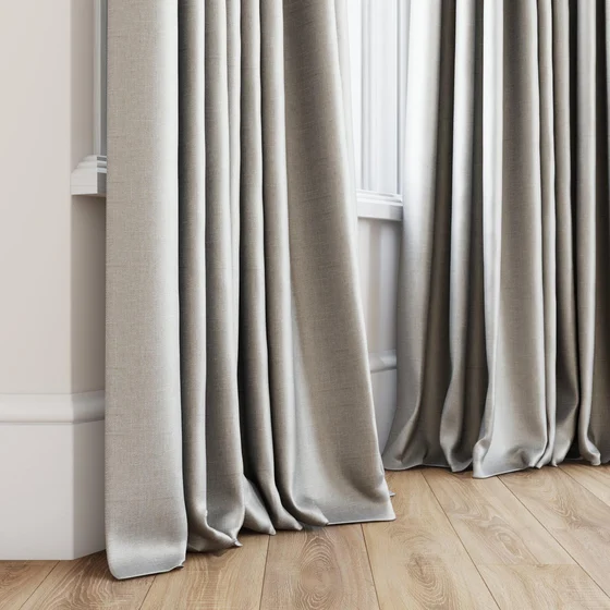 Photo of the fabric Stallion 2 Blackout Limestone swatch by James Dunlop Essentials. Use for Curtains. Style of Plain, Texture