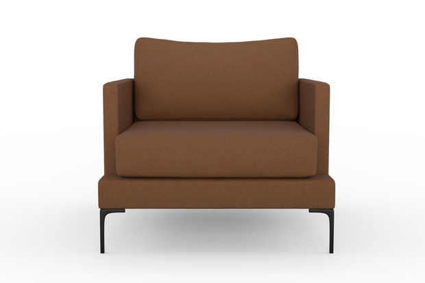 Photo of the fabric Epitome Rust swatch by Mokum. Use for Upholstery, Accessory. Style of Plain, Taffeta