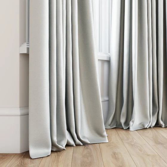 Photo of the fabric Kennedy FR Blackout Moonstone swatch by James Dunlop Essentials. Use for Curtains. Style of Plain, Texture