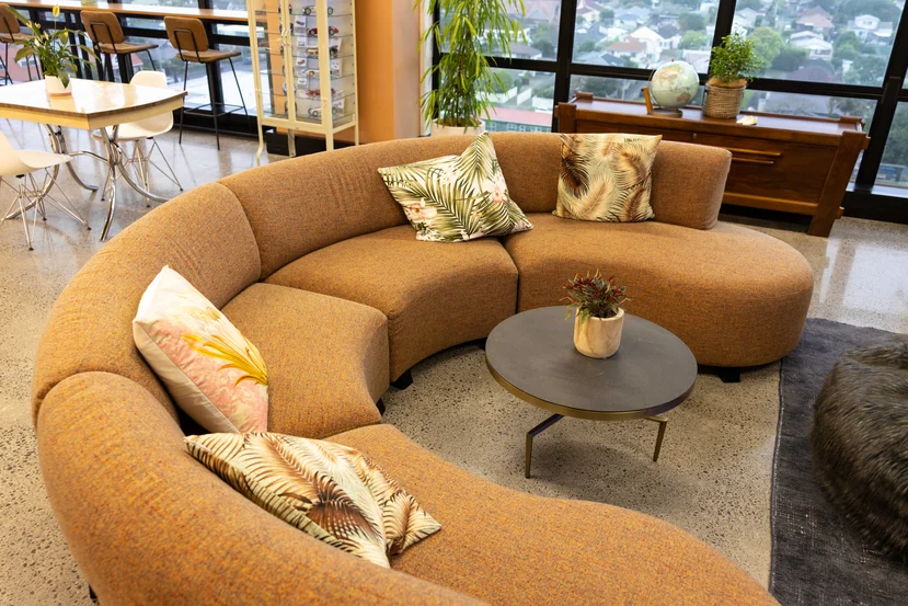 Elton sofa by Kovacs in Mingle Mangle colour Spice by Zepel FibreGuard