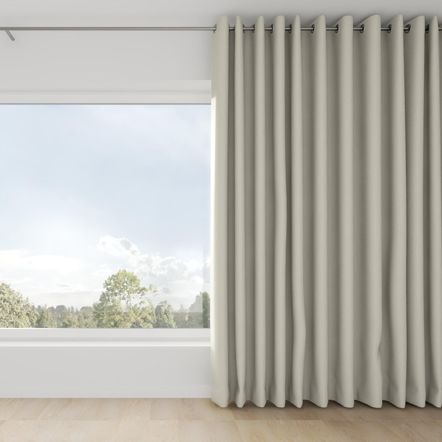 Photo of the fabric Satori Stonewash Parchment swatch by Mokum. Use for Curtains, Upholstery Light Duty, Accessory, Top of Bed. Style of Plain, Texture