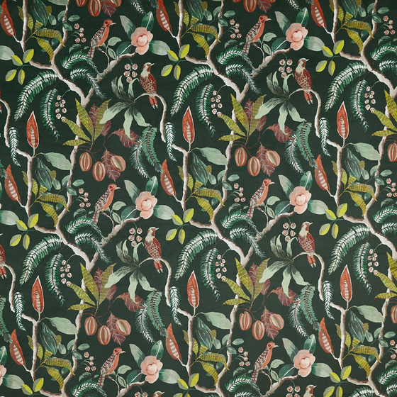 Photo of the fabric Sumatra 4208 619 swatch by Prestigious. Use for Curtains, Upholstery, Accessory. Style of Floral And Botannical, Jacquard