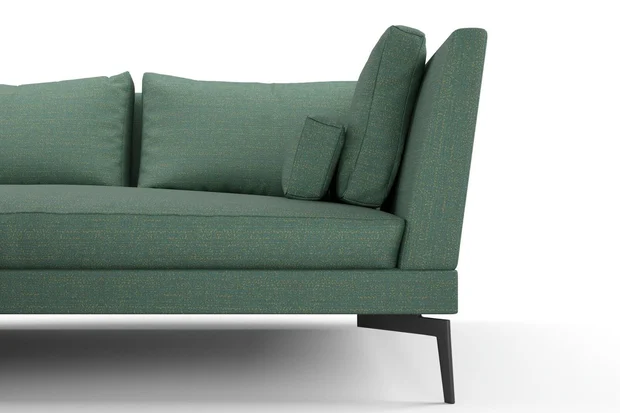 Photo of the fabric Elba Verdigris swatch by Mokum. Use for Upholstery, Accessory. Style of Plain, Texture