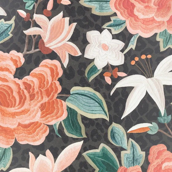 Photo of the fabric Lavinia Matte W459 02 swatch by Romo. Use for Wall Covering. Style of Floral And Botannical