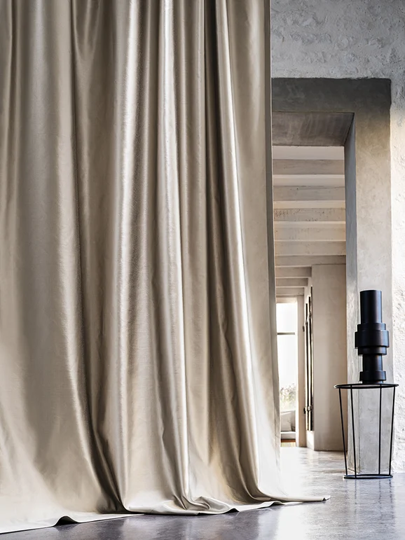 Photo of the fabric Pont Des Arts 4459 4459 2573 in situ by Casamance. Use for Curtains, Upholstery, Accessory. Style of Plain, Taffeta