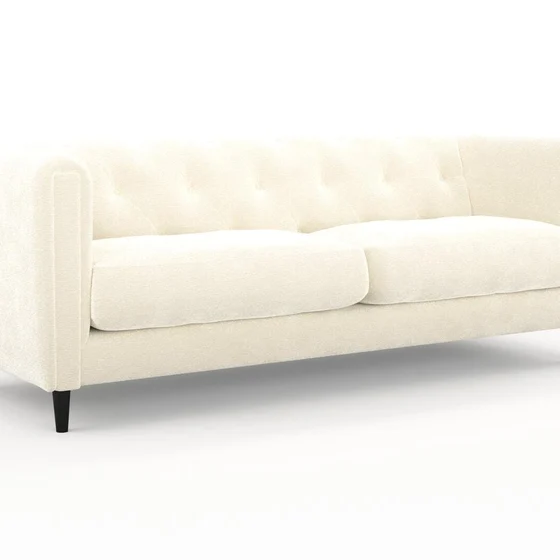 Photo of the fabric Snugly Ivory swatch by James Dunlop FibreGuard. Use for Upholstery, Accessory, Top of Bed. Style of Chenille, Plain
