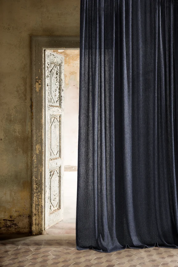 Photo of the fabric Coba 2843 305 in situ by Fischbacher 1819. Use for Curtains. Style of Plain
