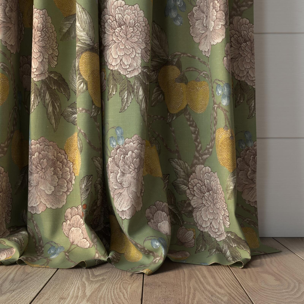 Photo of the fabric Valencia Orchard swatch by James Dunlop. Use for Curtains, Accessory. Style of Floral And Botannical, Print