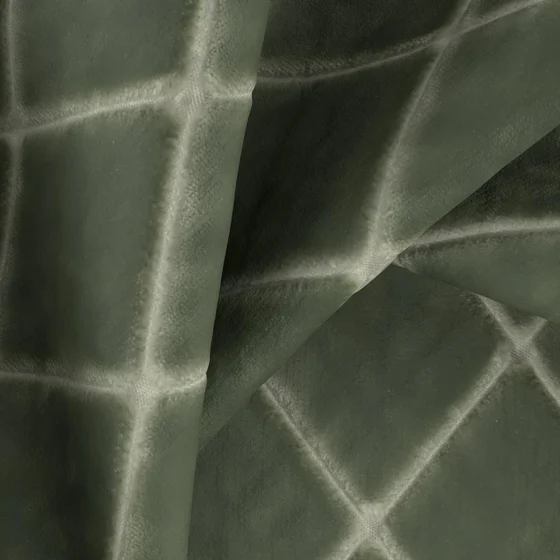 Photo of the fabric Pantheon Thyme swatch by Zepel FibreGuard. Use for Curtains, Upholstery, Accessory, Top of Bed. Style of Geometric, Velvet