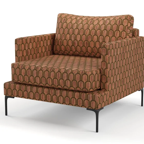 Photo of the fabric Beverly Hills Whisky swatch by Catherine Martin by Mokum. Use for Upholstery, Accessory. Style of Geometric, Velvet