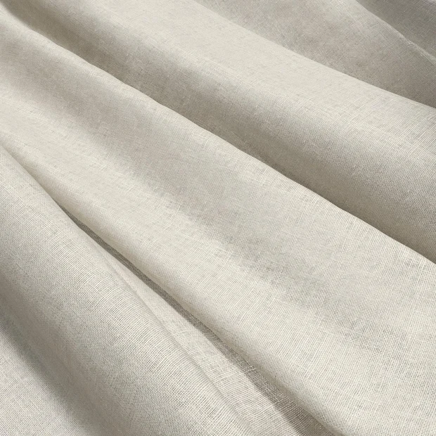 Photo of the fabric Kanso Stonewash Linen swatch by Mokum. Use for Sheer Curtains. Style of Plain, Sheer