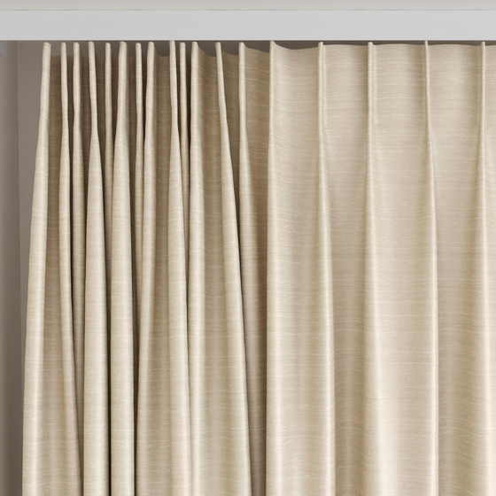 Photo of the fabric Luxe Ecru swatch by James Dunlop Essentials. Use for Curtains, Accessory, Top of Bed. Style of Plain, Texture