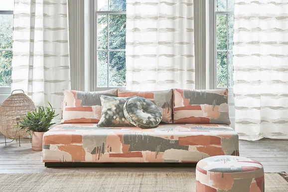 Photo of the fabric Taiga V3425 01 in situ by Villa Nova. Use for Sheer Curtains. Style of Abstract, Sheer