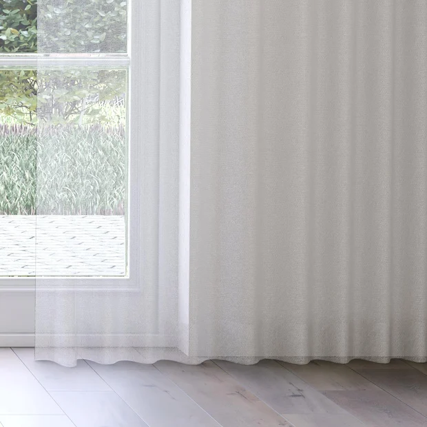 Photo of the fabric Kensho Stone swatch by Mokum. Use for Sheer Curtains. Style of Plain, Sheer
