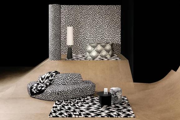 Photo of the fabric Flash K5292 01 in situ by Kirkby Design. Use for Upholstery Light Duty, Accessory. Style of Abstract, Print