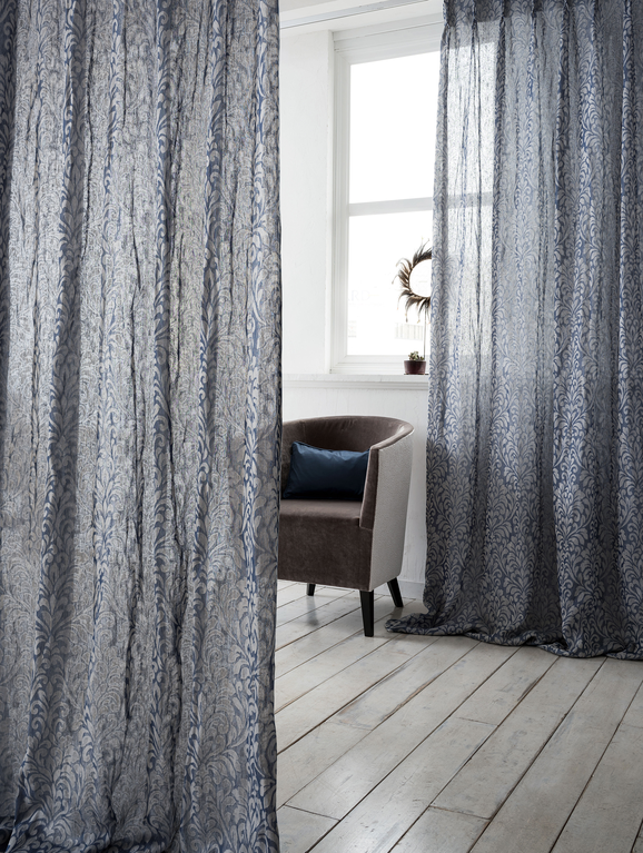 Photo of the fabric Ventotene 10733 317 in situ by Fischbacher 1819. Use for Curtains. Style of Texture, Traditional