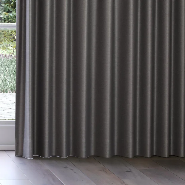 Photo of the fabric Provence Pewter swatch by James Dunlop Essentials. Use for Curtains, Upholstery, Accessory, Top of Bed. Style of Plain, Texture